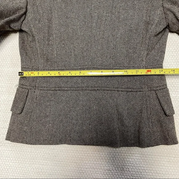 Banana Republic Brown Herringbone Blazer Jacket Removable Fur Collar Size 0P - Picture 8 of 10